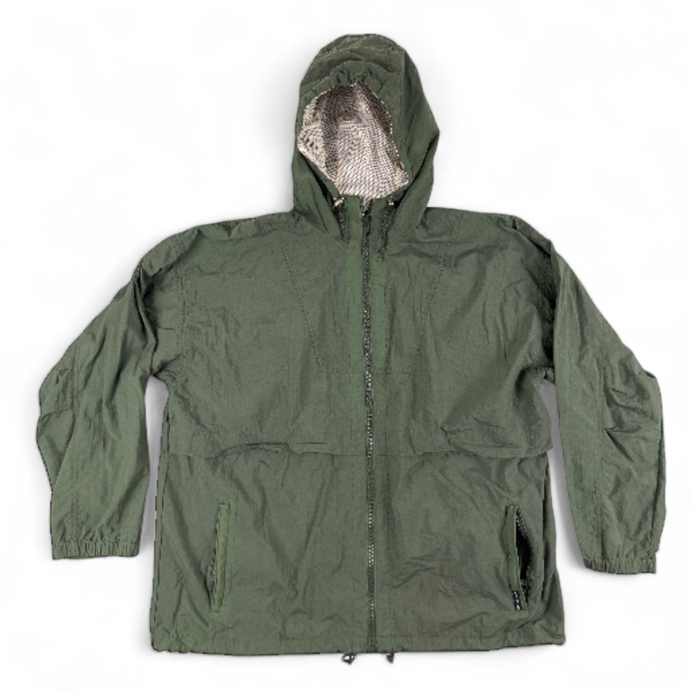 VTG Members Only Jacket Mens XL Green Windbreaker Hooded Mesh Lined‎ Lightweight